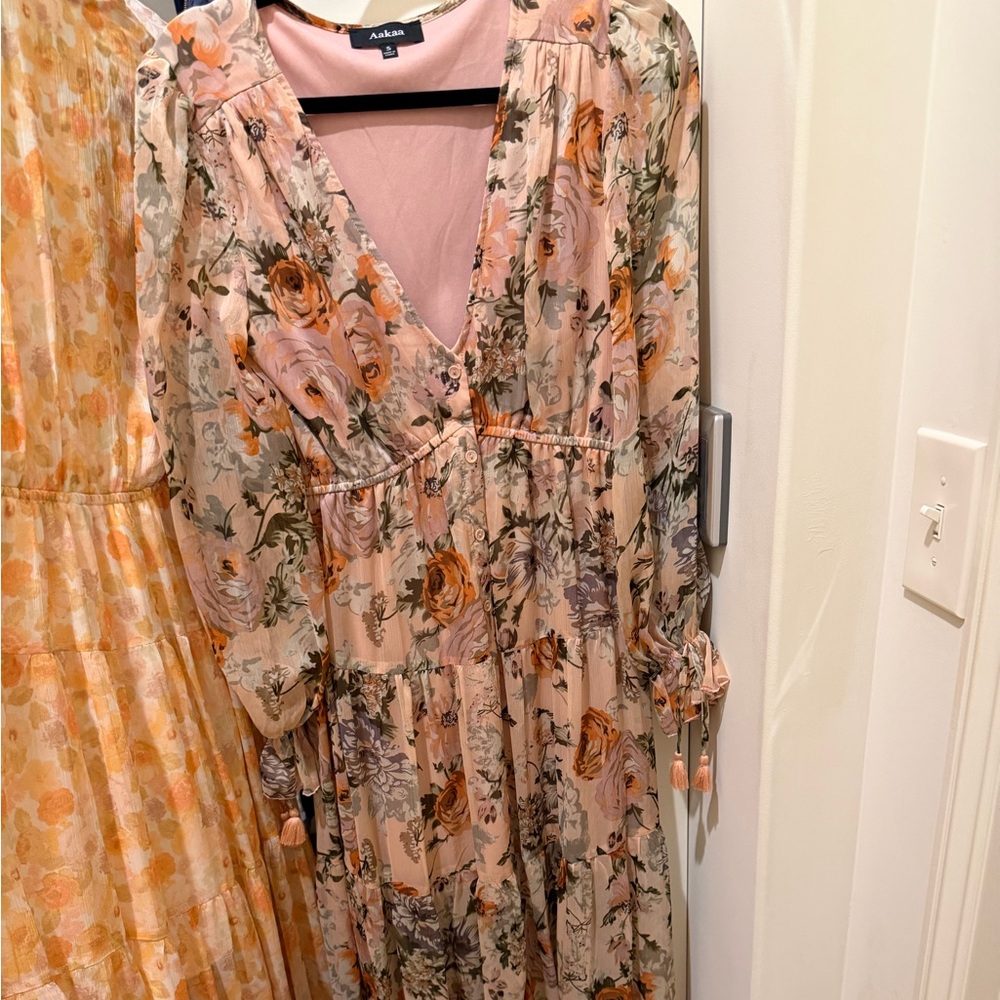 Aakaa Floral Pink and Orange Dress